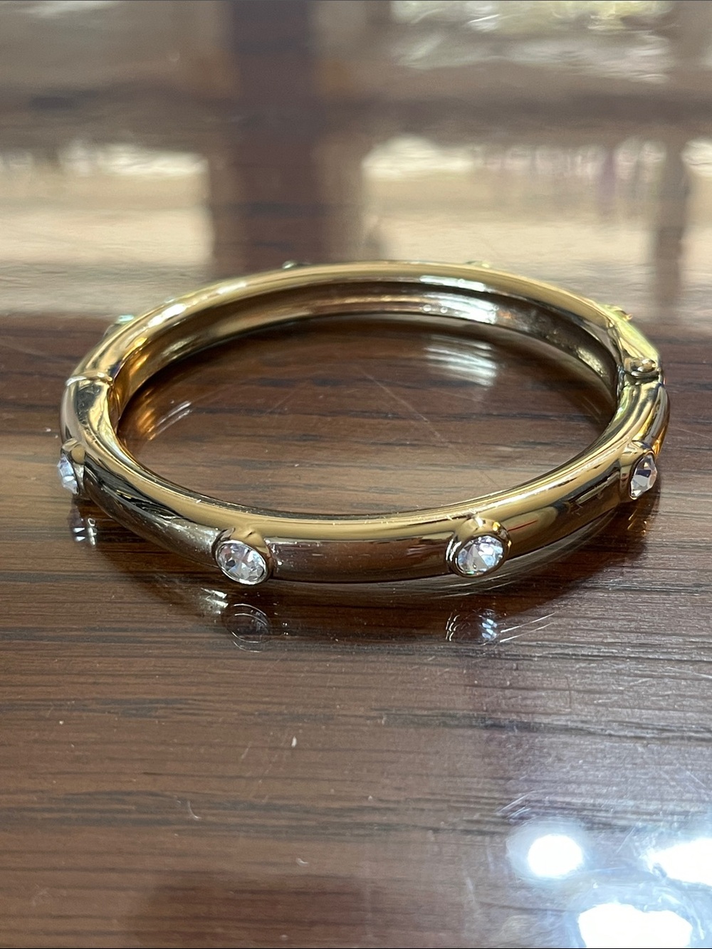 Gold Crystal Accent Bangle Bracelet